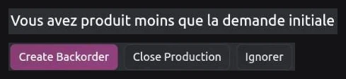 Fenêtre de reliquat après une production partielle